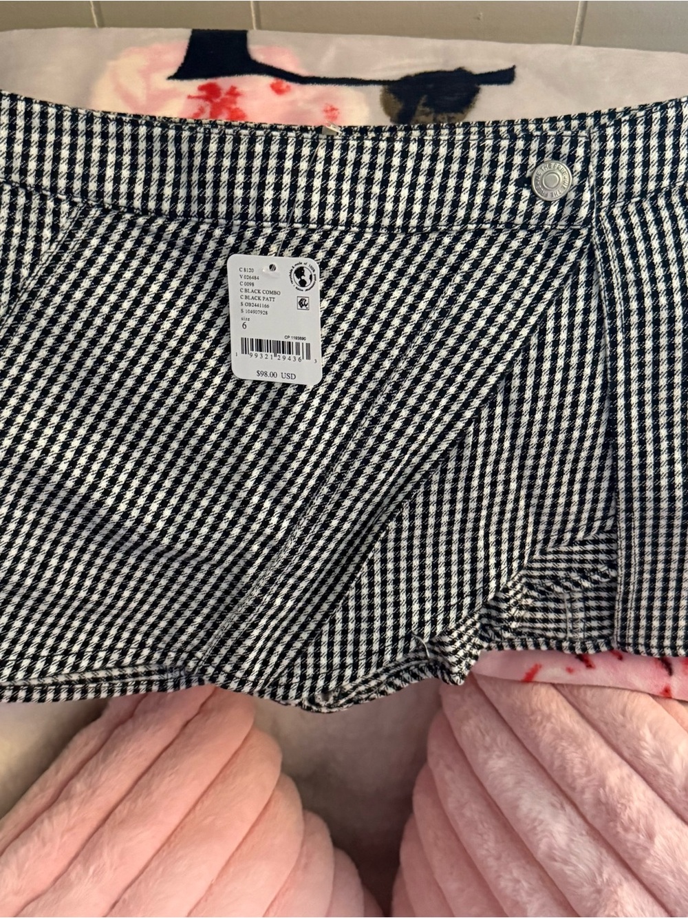 NWT Free People Black & White Gingham Wrap Skort